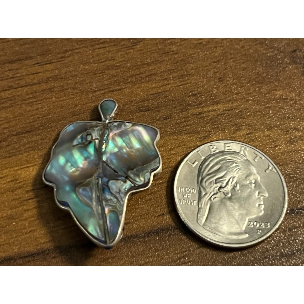 Vintage Mexican Sterling Silver 925 Abalone Leaf Pin Brooch